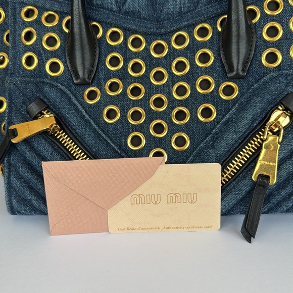 Miu Miu R1032v Denim biker bag. - Picture 9 of 9